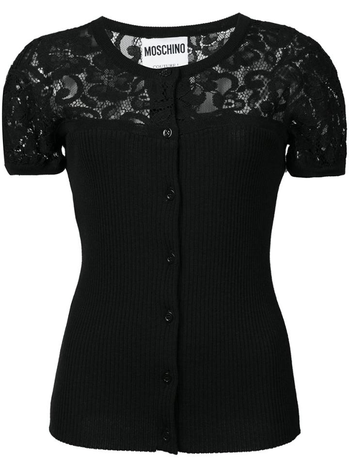 Moschino Lace Detail Button Cardigan - Black
