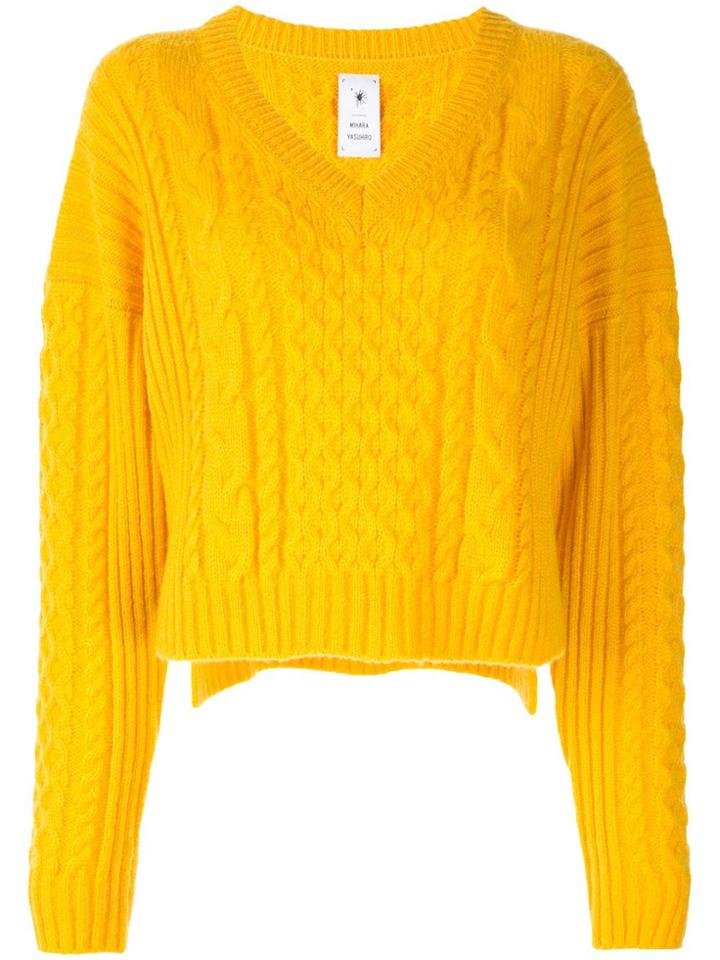 Maison Mihara Yasuhiro Cable-knit Cropped Jumper - Yellow