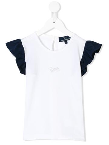 Harmont & Blaine Junior Frilled Sleeve Jewel T-shirt - White