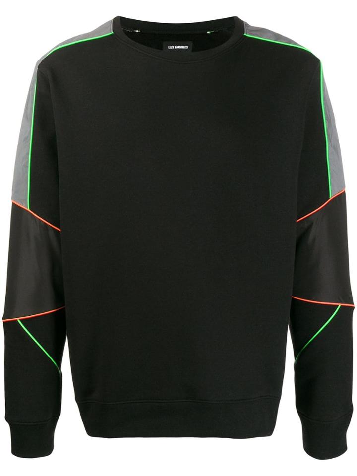 Les Hommes Long Sleeve Panelled Sweatshirt - Black