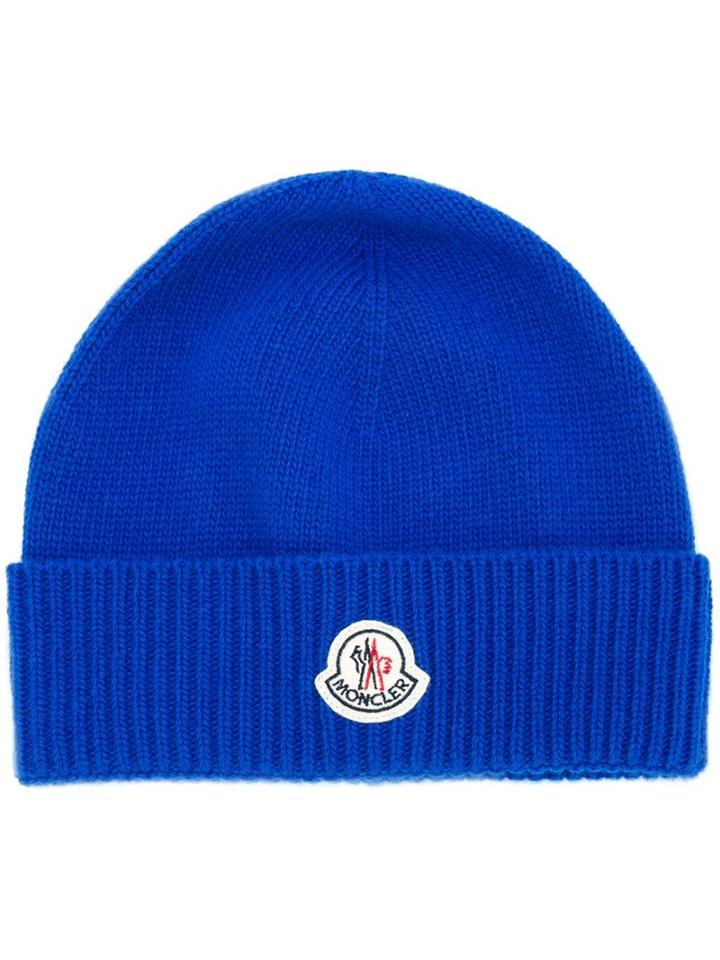 Moncler Ribbed Beanie Hat, Men's, Virgin Wool