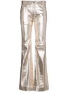 Chloé Silver Metallic Leather Trousers