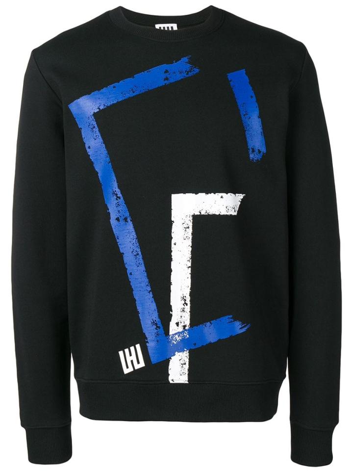 Les Hommes Urban Printed Crewneck Sweatshirt - Black