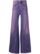 Ganni Two-tone Wide Leg Jeans - Pink & Purple