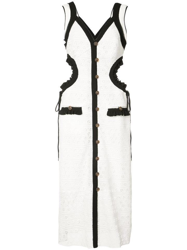 Self-portrait - Broderie Anglaise Cutout Dress - Women - Polyester - 4, White, Polyester