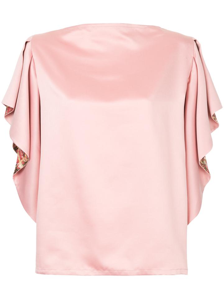 Pose Arazzi Ruffled Sleeve Top - Pink & Purple