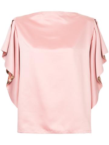 Pose Arazzi Ruffled Sleeve Top - Pink & Purple