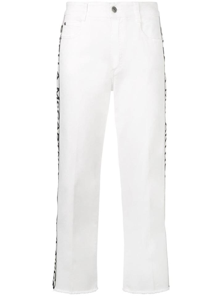 Stella Mccartney Cropped Logo Tape Jeans - White
