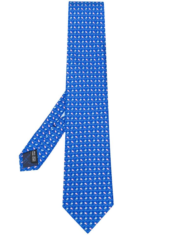 Salvatore Ferragamo Fish Print Tie - Blue