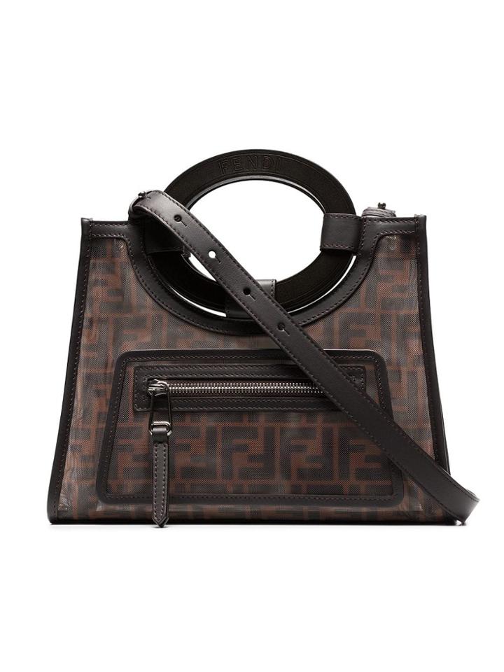Fendi Brown Runaway Small Logo Mesh Tote Bag