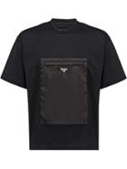 Prada Zipped Gabardine Pocket T-shirt - Black