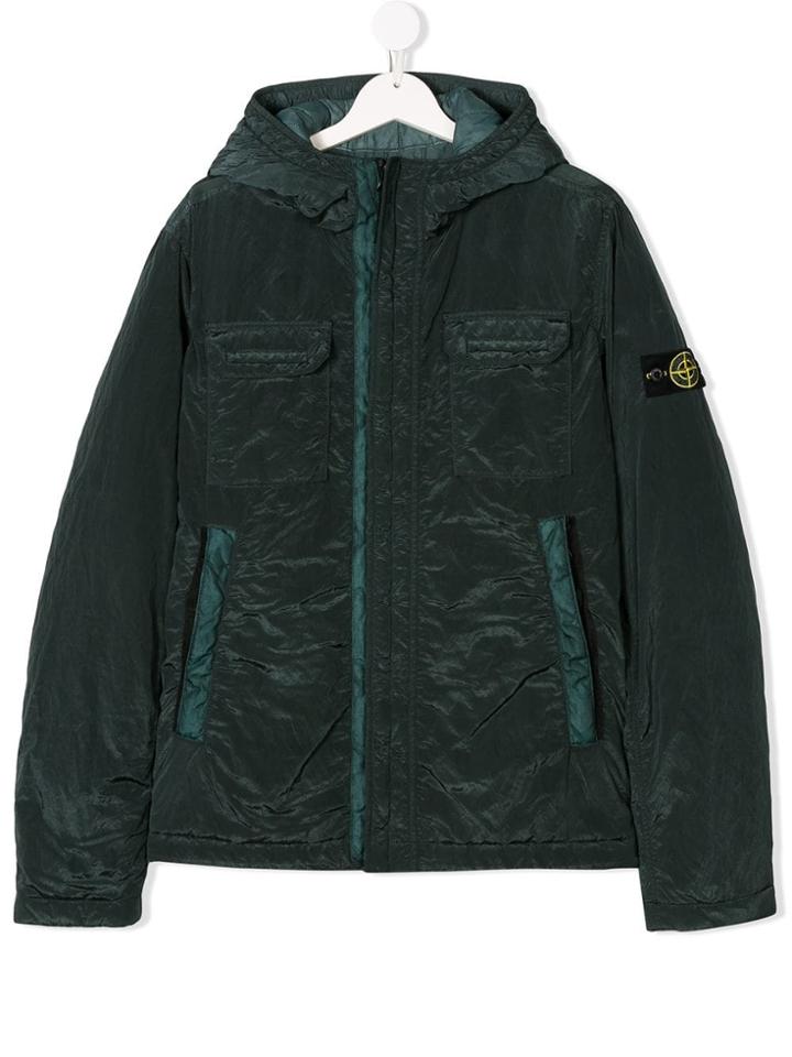 Stone Island Junior Teen Hooded Shell Jacket - Green