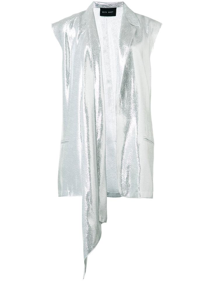Baja East Metallic (grey) Open Vest, Women's, Size: 00, Silk/lurex