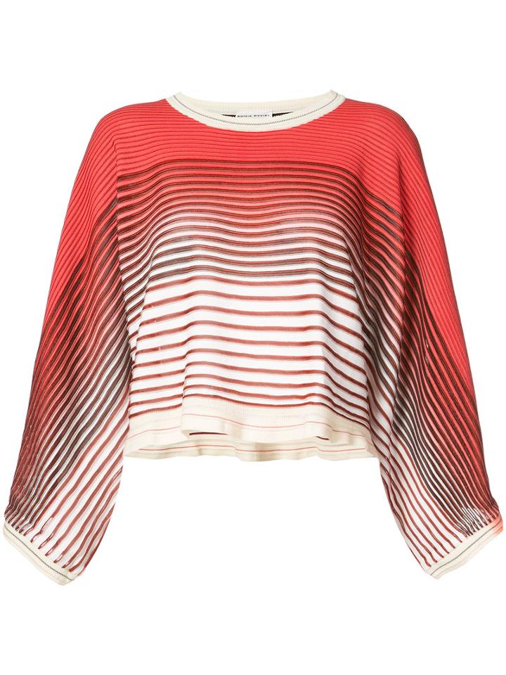 Sonia Rykiel - Striped Cropped Sweater - Women - Cotton/viscose - S, Red, Cotton/viscose