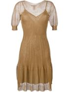 Alberta Ferretti Layered Dress, Women's, Size: 40, Nude/neutrals, Silk/linen/flax