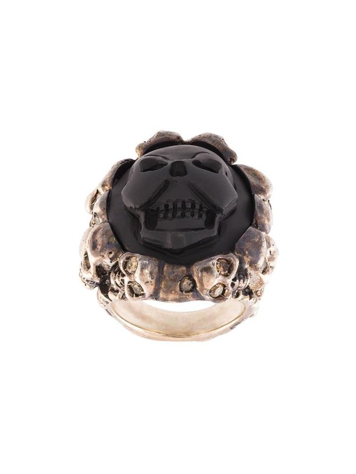 Amedeo Embossed Skull Ring, Women's, Size: 7 1/2, Black