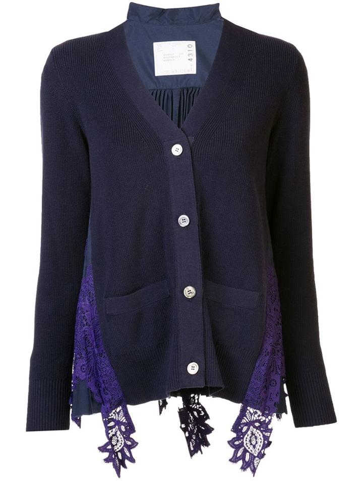 Sacai Lace Insert Cardigan - Blue