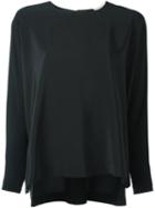 Erika Cavallini Loose-fit Flared Longsleeved Blouse, Women's, Size: 42, Black, Silk
