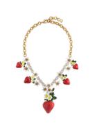 Dolce & Gabbana Strawberry And Flower Necklace - Metallic