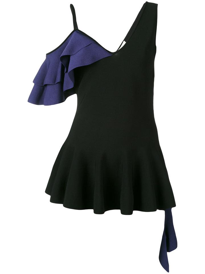 Jonathan Simkhai - Ruffle Detail Flared Top - Women - Nylon/spandex/elastane/rayon - M, Black, Nylon/spandex/elastane/rayon