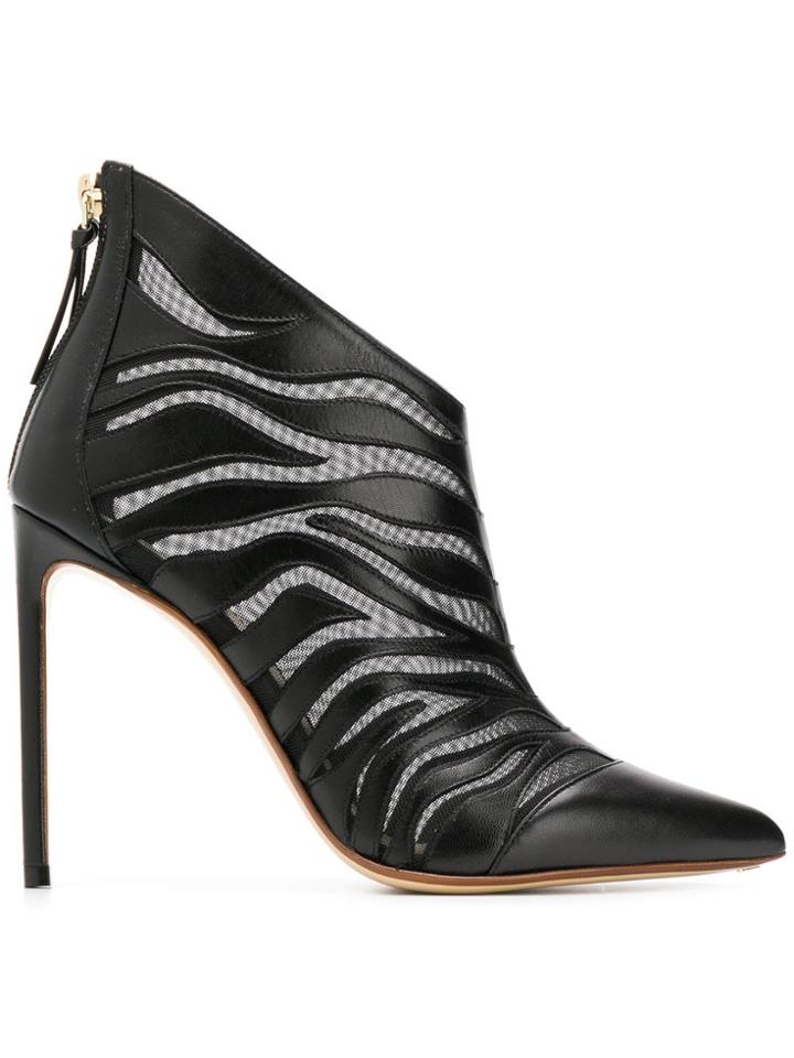 Francesco Russo Sheer Zebra Booties - Black