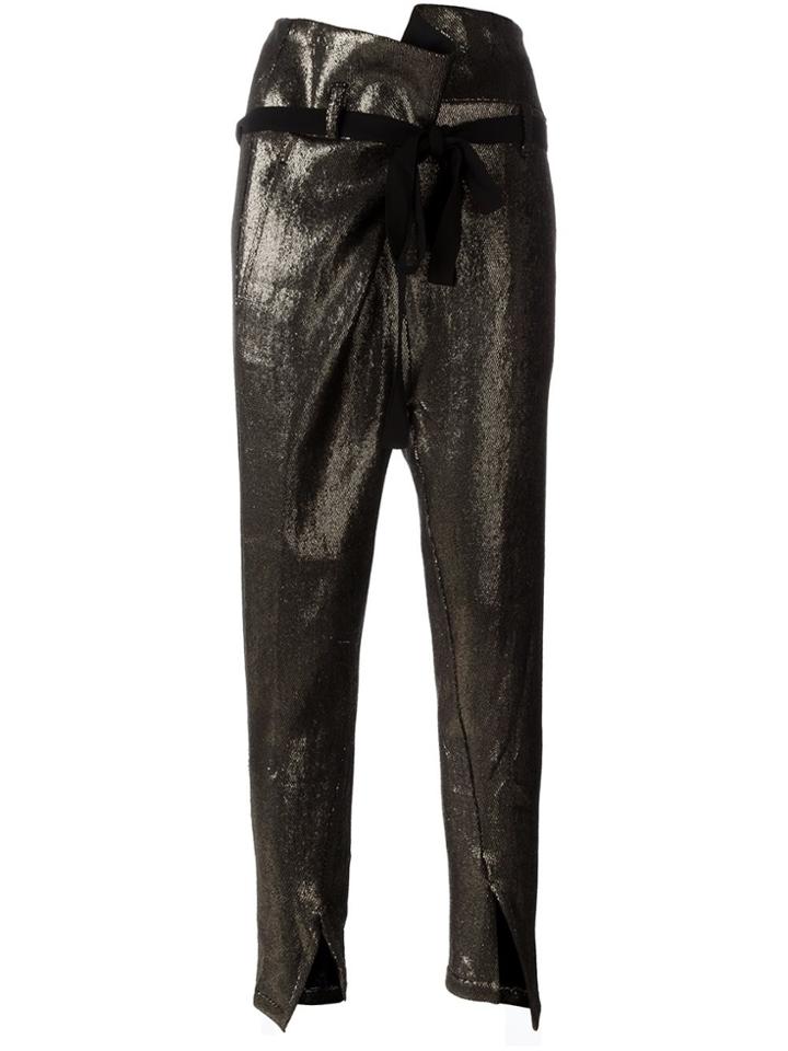 Ann Demeulemeester Bow Waist Tapered Trousers - Metallic