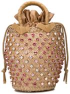 Le Nine Crystal Studded Bucket Bag - Pink