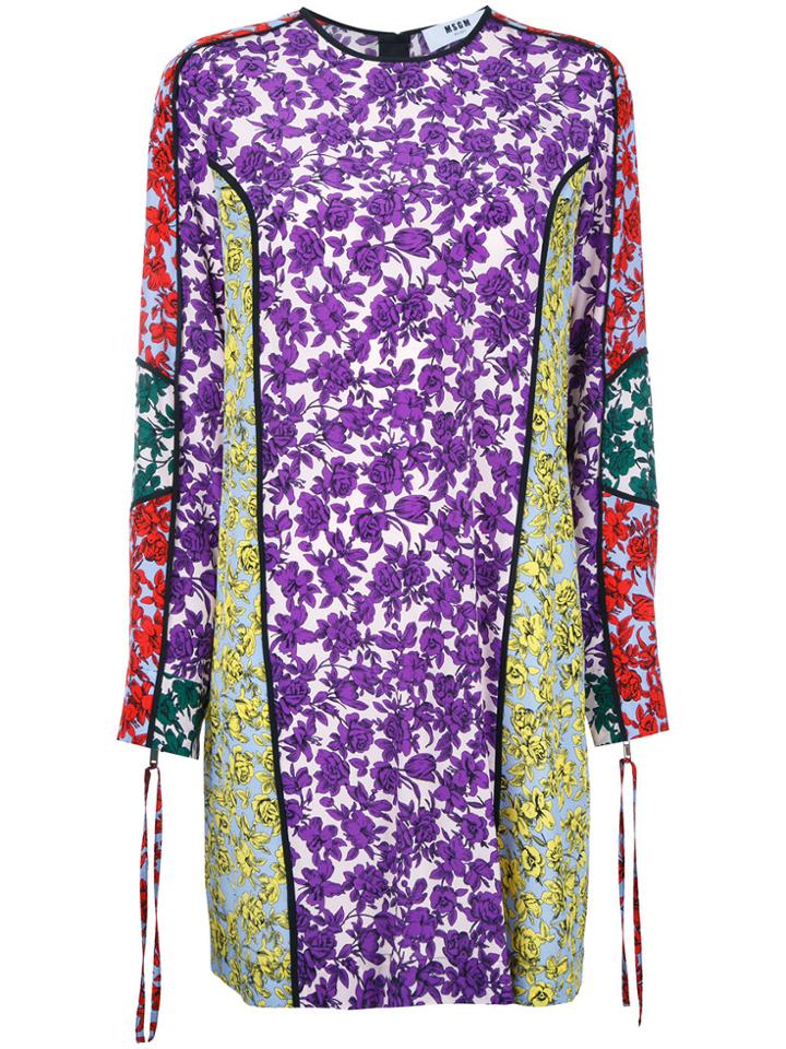 Msgm Printed Panel Shift Dress - Multicolour