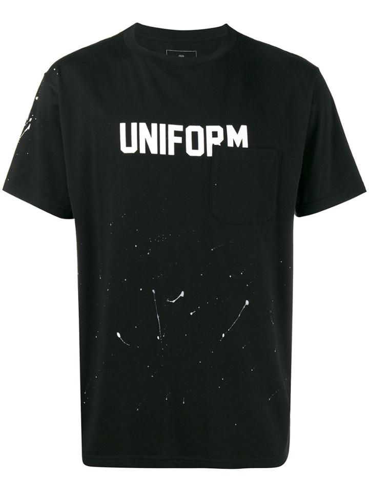 Uniform Experiment Paint Splatter Printed T-shirt - Black