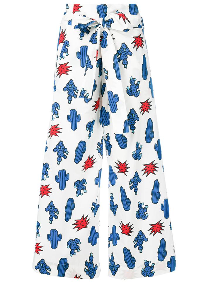 P.a.r.o.s.h. High-waist Cactus Print Trousers - White