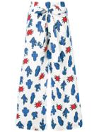 P.a.r.o.s.h. High-waist Cactus Print Trousers - White