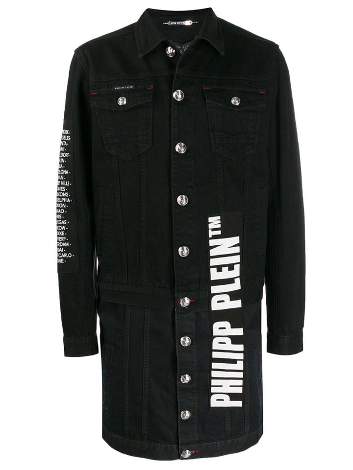 Philipp Plein Longline Logo Coat - Black