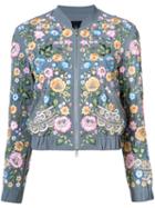 Needle & Thread Floral Bomber Jacket, Women's, Size: 4, Blue, Polyester