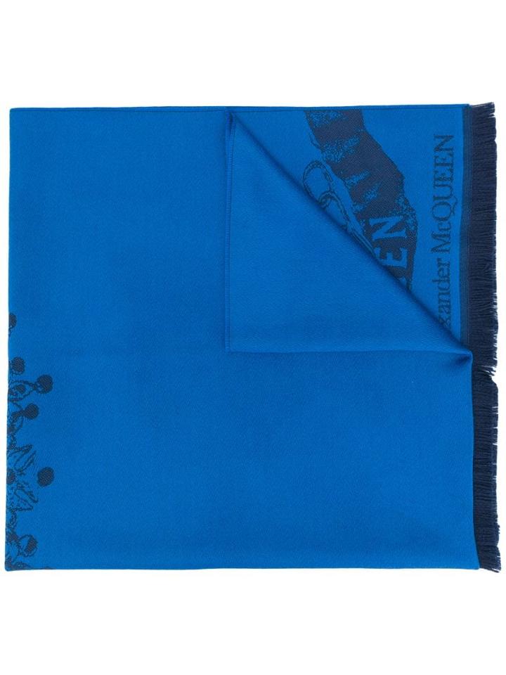 Alexander Mcqueen Skull Patterned Scarf - Blue