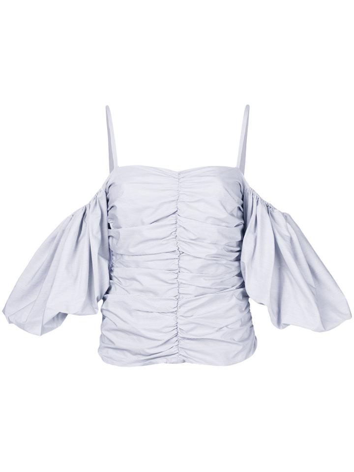 Isa Arfen Striped Off Shoulder Blouse - Black