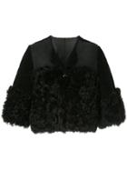 Red Valentino Cropped Shearling Jacket - Black