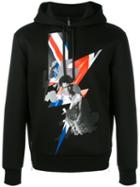 Neil Barrett Punked Britain Hoodie, Men's, Size: Small, Black, Viscose/polyurethane