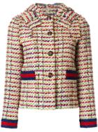Gucci Tweed Jacket With Web - Multicolour
