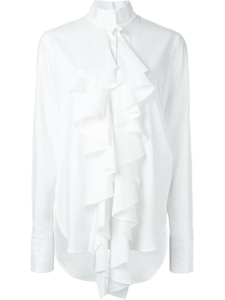 Ellery Ruffle Shirt, Women's, Size: 12, White, Cotton
