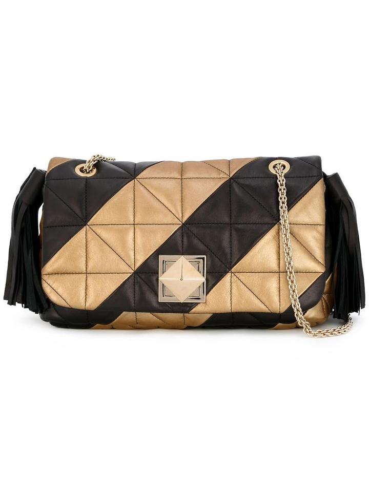 Sonia Rykiel - Striped Quilted Cross Body Bag - Women - Calf Leather - One Size, Women's, Black, Calf Leather