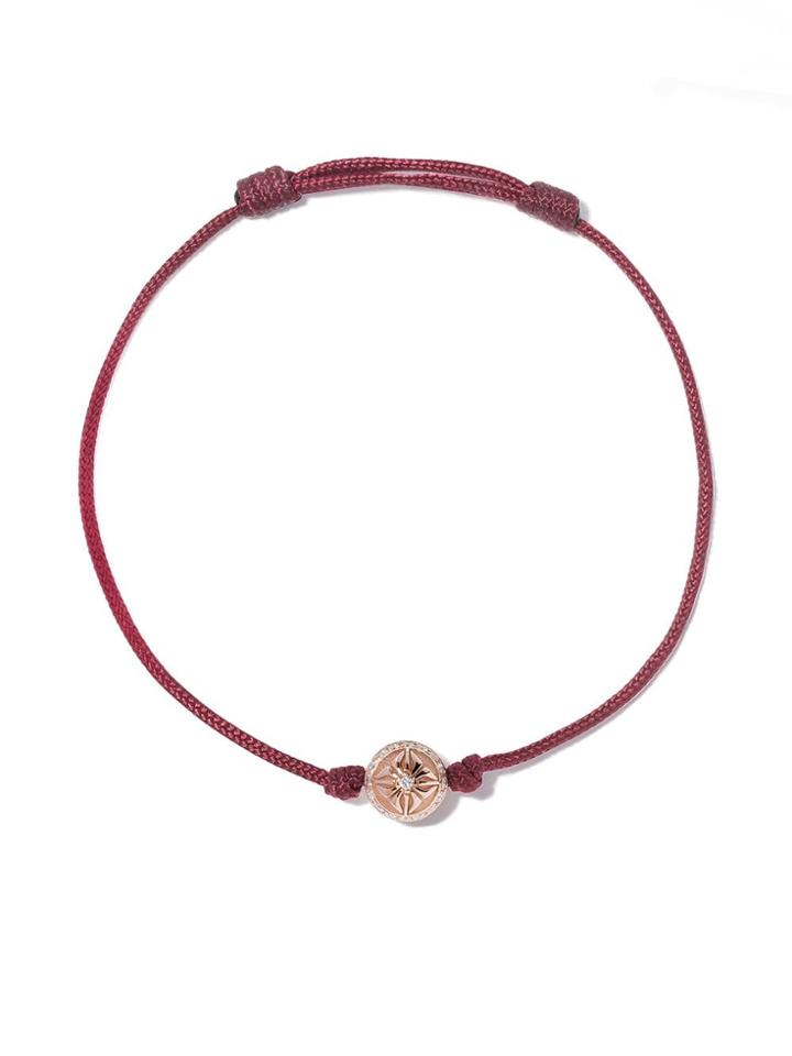 Shamballa Jewels 18kt Rose Gold & Diamond Orb Charm Bracelet - Red