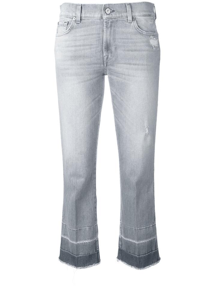 7 For All Mankind - Cropped Unrolled Jeans - Women - Cotton/spandex/elastane - 27, Grey, Cotton/spandex/elastane