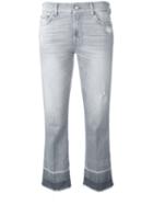 7 For All Mankind - Cropped Unrolled Jeans - Women - Cotton/spandex/elastane - 27, Grey, Cotton/spandex/elastane