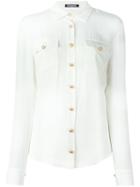 Balmain Crepe De Chine Shirt, Women's, Size: 36, White, Silk
