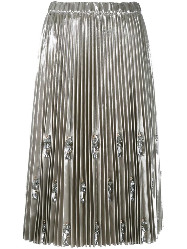 No21 Embellished And Pleated Skirt - Grey