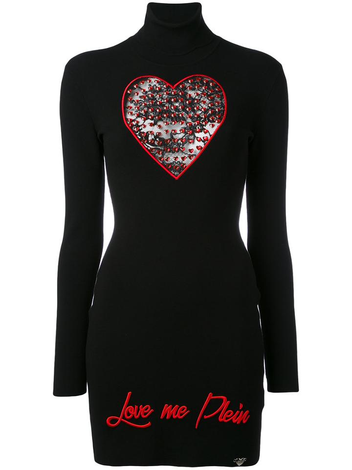 Philipp Plein - Love Me Plein Dress - Women - Polyester/viscose - Xl, Black, Polyester/viscose