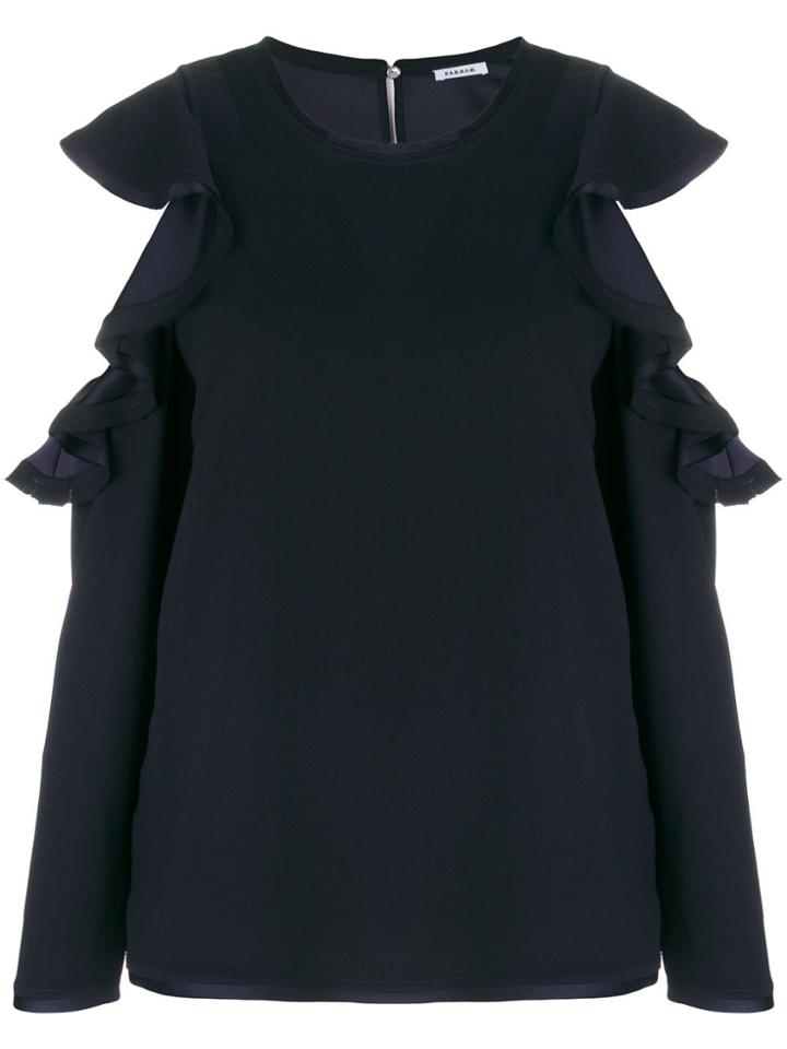 P.a.r.o.s.h. Cold Shoulder Ruffle Top - Blue