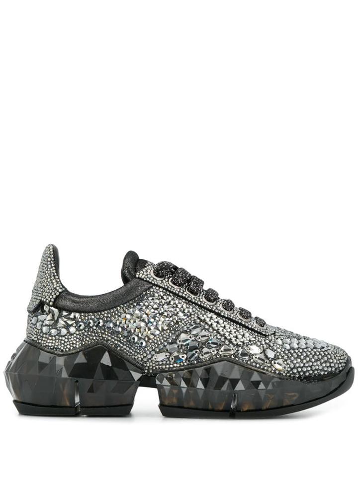 Jimmy Choo Diamond Crystal Embellished Sneakers - Black