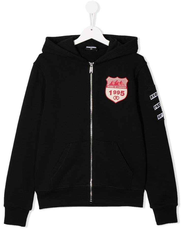 Dsquared2 Kids Canada Patch Zip Hoodie - Black