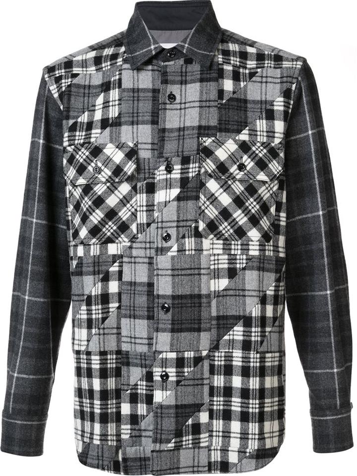 Ganryu Comme Des Garcons Checked Shirt, Men's, Size: Large, Grey, Nylon/wool